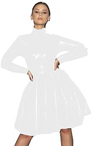 12 Colors Gothic Women High Neck Dress A-line Pleated Zipper Dress