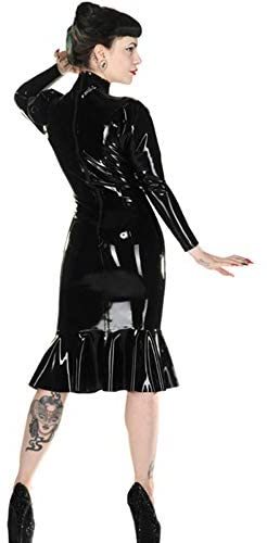 Plus Size Long Sleeve Dress Open Chest Clubwear Mermaid Midi Dress