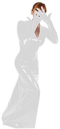 Plus Size PVC V-Neck Long Dress Women Cosplay Catwoman Gloved Dress