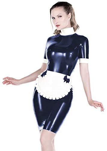 25 Colors Splicing Maid Cosplay Mini Dress Short Sleeve PVC Dress