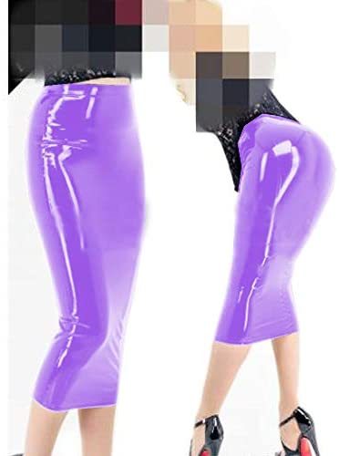 12 Colors Wet Look PVC Midi Skirt Ladies High Waist Pencil Skirt