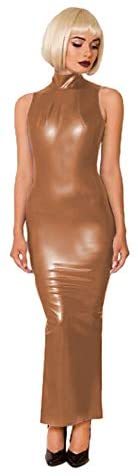Faux Leather Sleeveless Zipper Dress Women Sexy Split Long Vestido