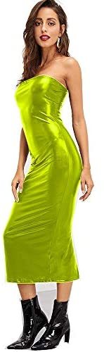 18 Colors Glitter Tube Long Dress Lady Party Strapless Slim Dress