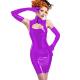 Plus Size Vintage Keyhole Lace Up Neck Dress PVC Clubwear Sleeveless Mini Dress
