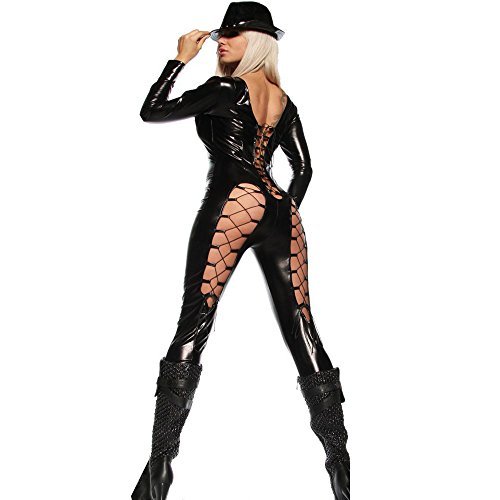 Deep V Neck Bodysuit Gothic Lady Lace Rompers Steampunk Costume