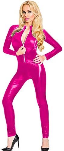 Plus Size Lady Bodycon Jumpsuit Zip Front Catsuit Stripper Costume