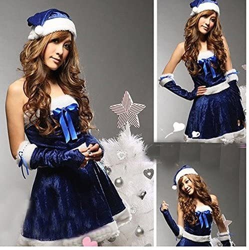 Special Blue Sexy Elf Santa Dress Nightclub Girl Christmas Party Costume