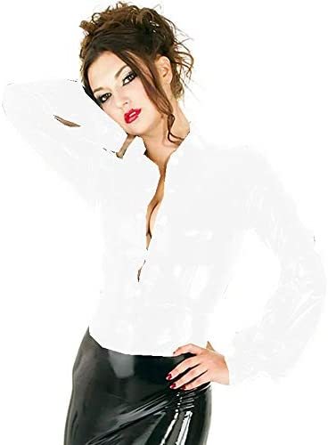 25 Colors Women PVC Long Sleeve Tops Sexy Wetlook Button Up Jacket