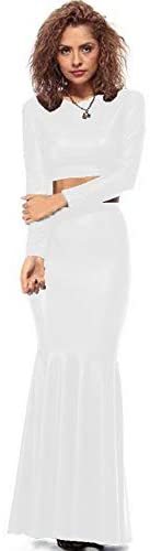 Plus Size 2 Pieces Skirt Set Long Sleeve Crop Top + Mermaid Skirt