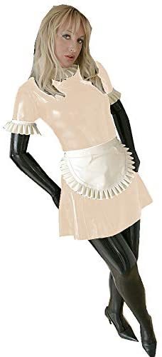 23 Colors PVC Maid Cosplay Dress Ruffle Sleeve Wetlook Fancy Dress