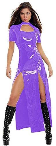 12 Color Sexy PVC Keyhole Split Dress Catwoman Witch Cosplay Dress