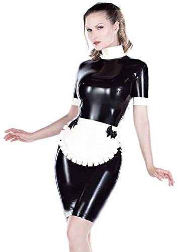 25 Colors Splicing Maid Cosplay Mini Dress Short Sleeve PVC Dress