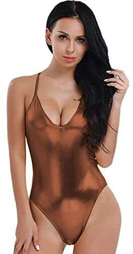 17 Colors Women High Cut Bodysuit Halter Criss Cross Back Leotard