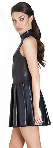 Plus Size Women Sexy Faux Leather Dress Sleeveless Mini Clubwear Party Dress
