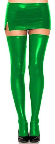 15 Colors Sexy Women Mini Split Skirt + Shiny Thigh High Stockings