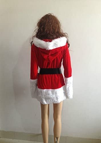 Women's Miss Santa Costumes Sexy Christmas Party Cosplay Hooded Dress