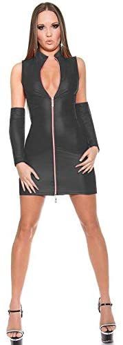 16 Color Sleeveless Lady Metallic Clubwear Zipper Mini Dress+Gloves