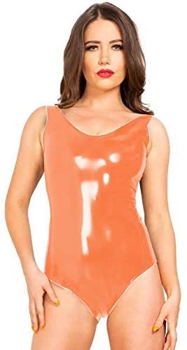 Plus Size Backless V-Neck Bandage Bodysuit Lady PVC High Cut Sleeveless Jumpsuit