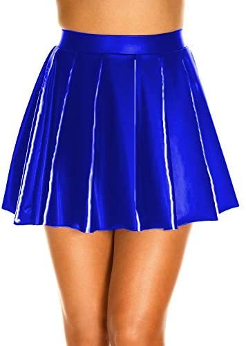Plus Size High Waisted Pleated Skirt Ladies A-line Punk Mini Skirt