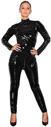 S-6XL Sexy PVC Catsuit Lady Crotch Zipper Jumpsuit Stripper Costume