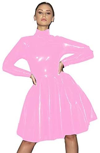 12 Colors Gothic Women High Neck Dress A-line Pleated Zipper Dress