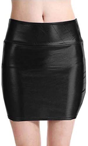 Simple Women Elastic Mini Skirt Metallic Package Hips Pencil Skirt