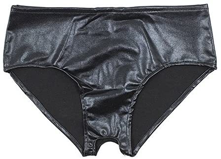Women's Faux Leather Sexy Briefs Open Crotch Underwear Fetish Panties
