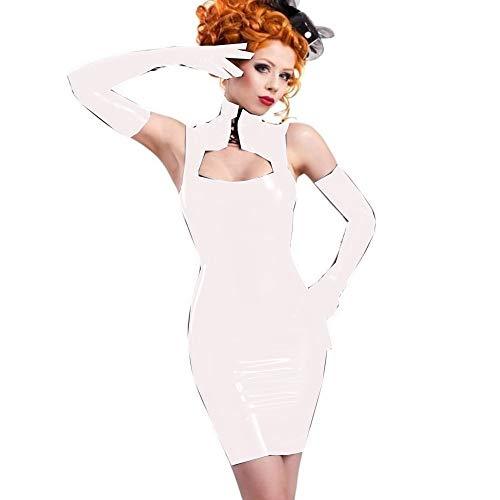 Plus Size Vintage Keyhole Lace Up Neck Dress PVC Clubwear Sleeveless Mini Dress