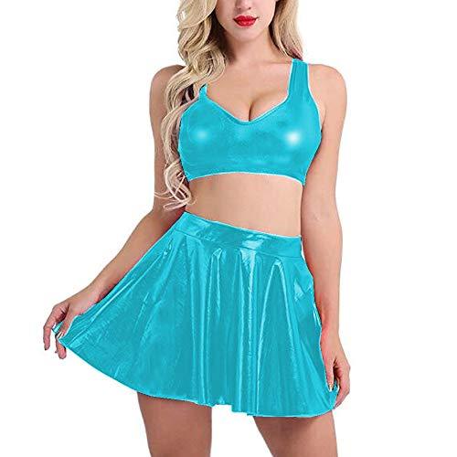 17 Colors Crop Top Pleated Skirt 2 Piece Set Dancing Mini Top+Skirt
