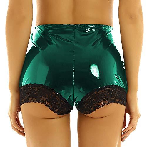 12 Colors Wet Look Hot Pants Women Lace Edge Patchwork Mini Shorts