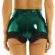 12 Colors Wet Look Hot Pants Women Lace Edge Patchwork Mini Shorts