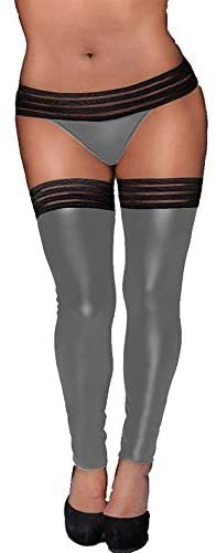 Plus Size Women Striped Low Waist Briefs with Thigh High Stockings