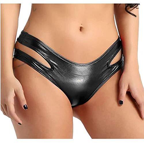 Plus Size Sexy Cut Out Low Waist Panties Women Faux Leather Briefs