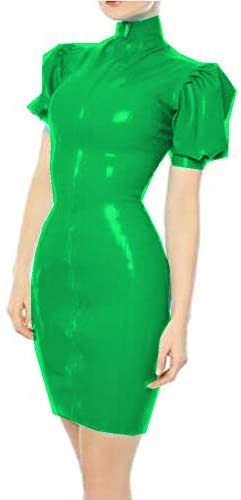 12 Colors PVC Skinny Dress+Gloves Lady Dancing Wet Look Dress Set