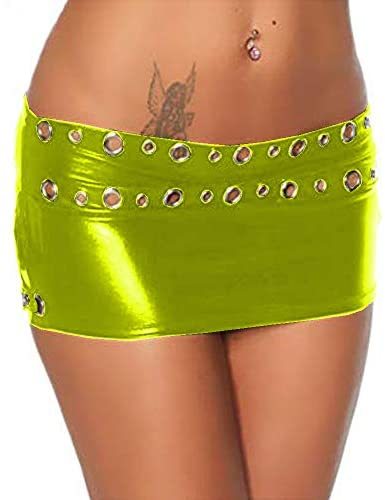 Plus Size Two Rows Metal Rings Mini Skirt Lady Sexy Low Waist Skirt