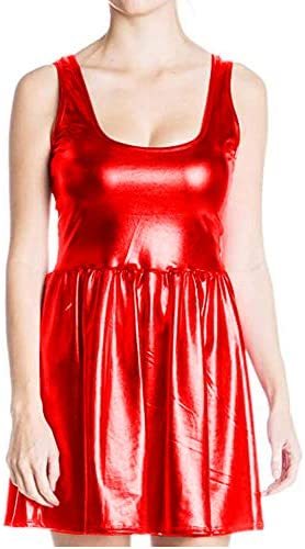 Plus Size Sexy Girl Mini Tank Dress Sleeveless Skater Pleated Dress