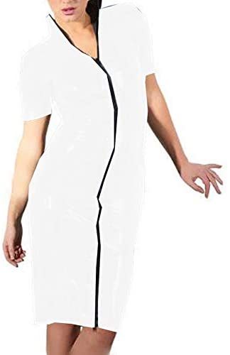 23 Colors Lady Zipper Short Sleeve Clubwear Wetlook PVC Slim Dress