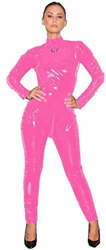 S-6XL Sexy PVC Catsuit Lady Crotch Zipper Jumpsuit Stripper Costume