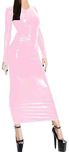 21 Colors Women Long Sleeve Slim Dress Shiny Stretchy Maxi Dress