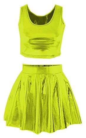 19 Colors Lady Sexy Nightclub 2 Piece Set Sleeveless Crop Top Pleated Mini Skirt