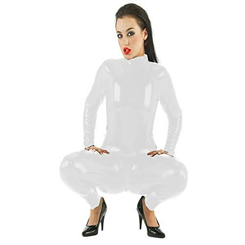 Open Crotch Catsuit Women Glossy PVC Jumpsuit Sexy Bodycon Bodysuit