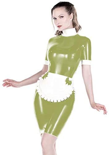25 Colors Splicing Maid Cosplay Mini Dress Short Sleeve PVC Dress