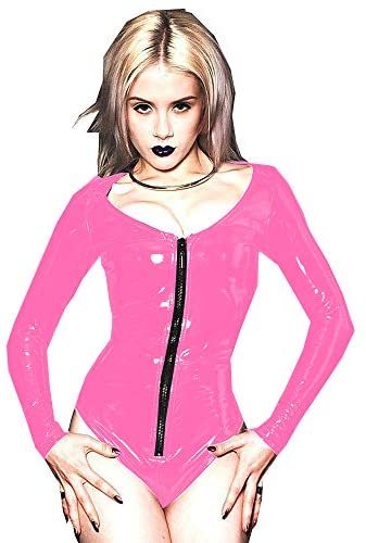 10 Colors PVC Sexy Deep V-Neck Bodysuit Women Zipper Short Catsuit