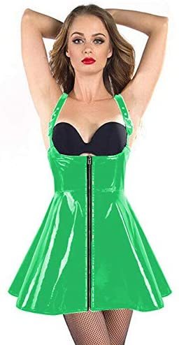 12 Colors Wide Straps Underbust Dress Ladies A-line PVC Mini Dress