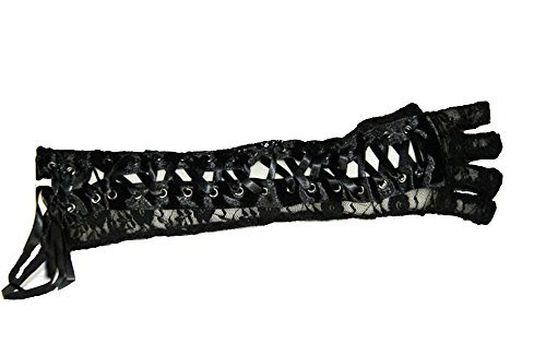 Women Black Sexy Long Lace Gloves Fingerless Elbow Party Cosplay Mitten