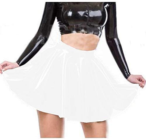 Plus Size PVC A-line Pleated Skirt Ladies High Waist Short Skirt