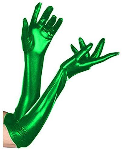 Sexy Five Finger Long Gloves Unisex Shiny Faux Leather Elbow Gloves