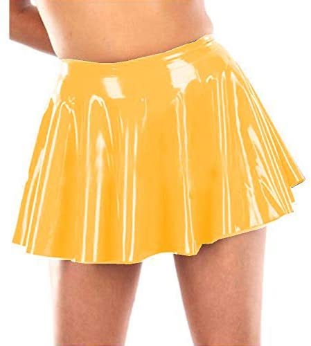 Plus Size Candy Color High Waist Mini Skirt Lady PVC Pleated Skirt