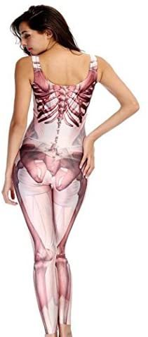 Women's Sexy Jumpsuit Skeleton Print Tight Leggings Halloween Cosplay