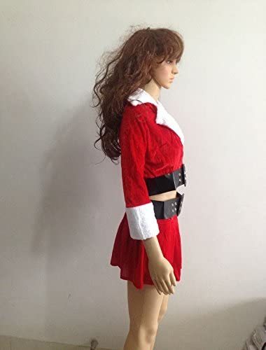 Women's Christmas Santa Costume Wonderful Outfit 2 Piece Top Skirt Belt
